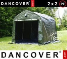 Tente abri 2x2x2m PE, avec couverture de sol, Vert/gris