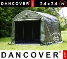 Tente abri 2,4x2,4x2m PE, avec couverture de sol, Vert/Gris