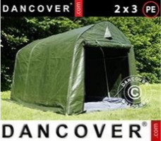 Tente abri 2x3x2m PE, avec couverture de sol, Vert/Gris