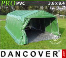 Tente abri 3,6x8,4x2,68m PVC, avec couverture de sol, Vert / Gris